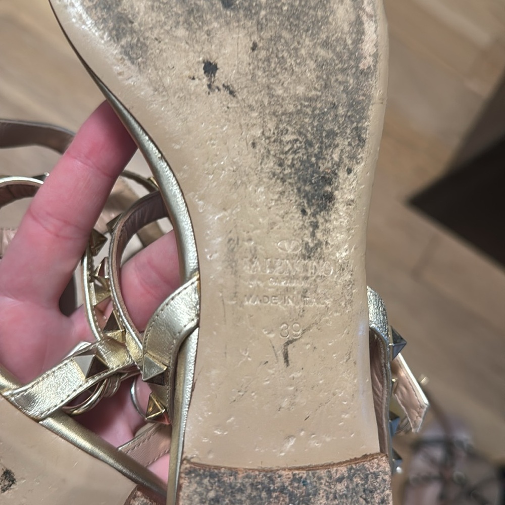Valentino Metallic Gold Sandals - Picture 5 of 8